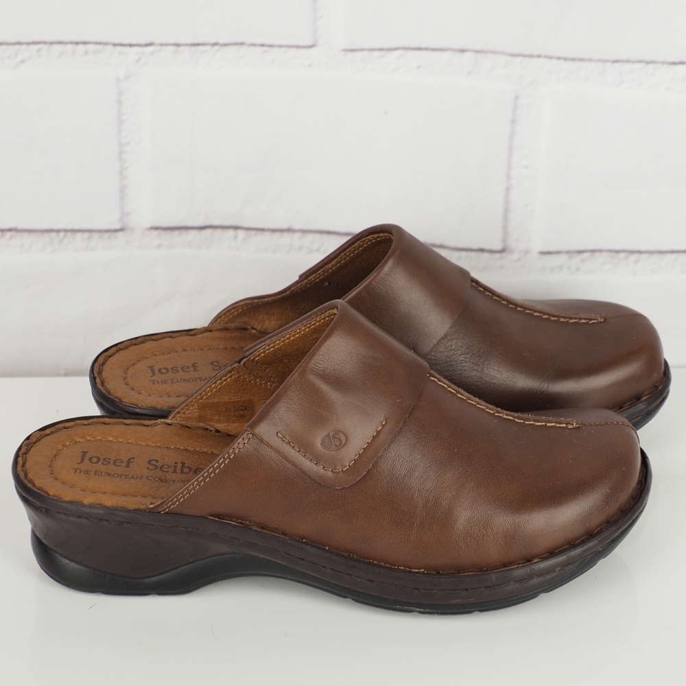 Josef Seibel sz 41 US 10.5-11 brown leather clogs